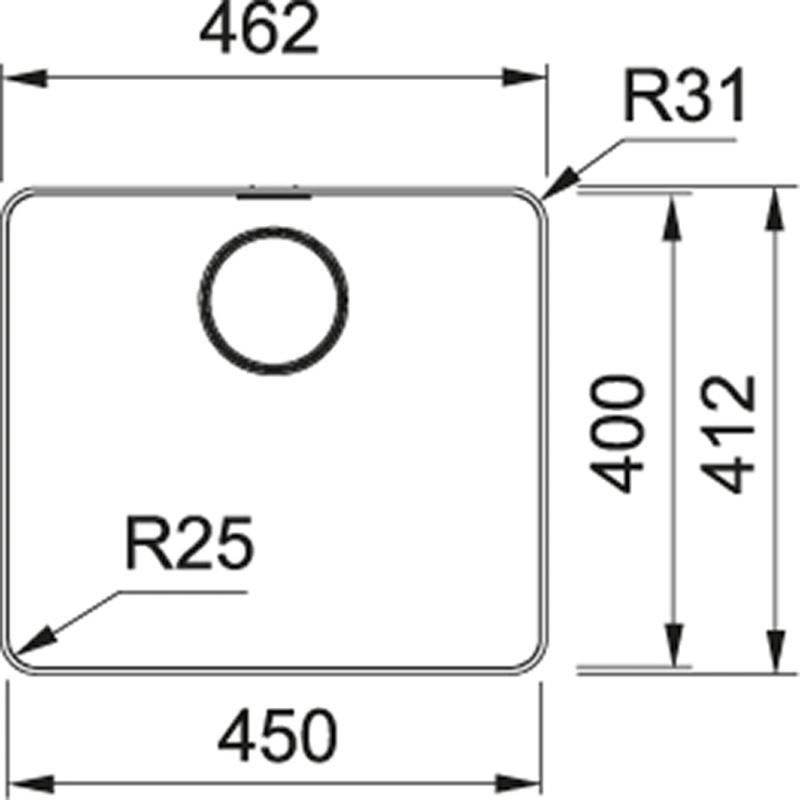 Franke Mythos MYX 210.45 ruostumaton teräs pesuallas 45x40 cm tasoasennus 127.0638.275