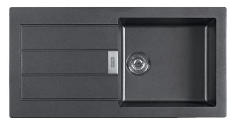 Franke Sirius 2 S2D 611 muovinen tiskiallas, musta upotettava tippuallas, mitat 100x50 143.0634.480