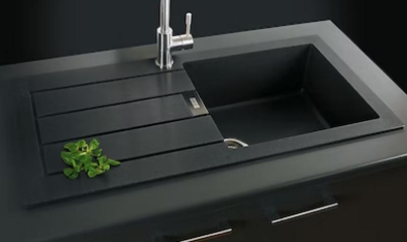 Franke Sirius 2 S2D 611 muovinen tiskiallas, musta upotettava tippuallas, mitat 100x50 143.0634.480