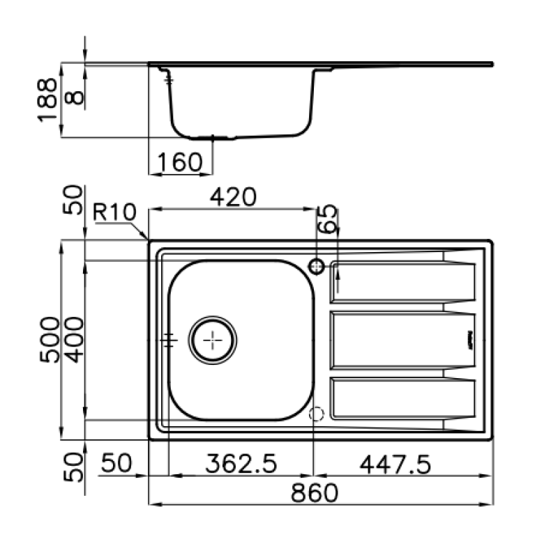 Foster Marine RVS 316 käännettävä pesuallas valuma-alueella 86x50 cm pinta-asennus 1208953725