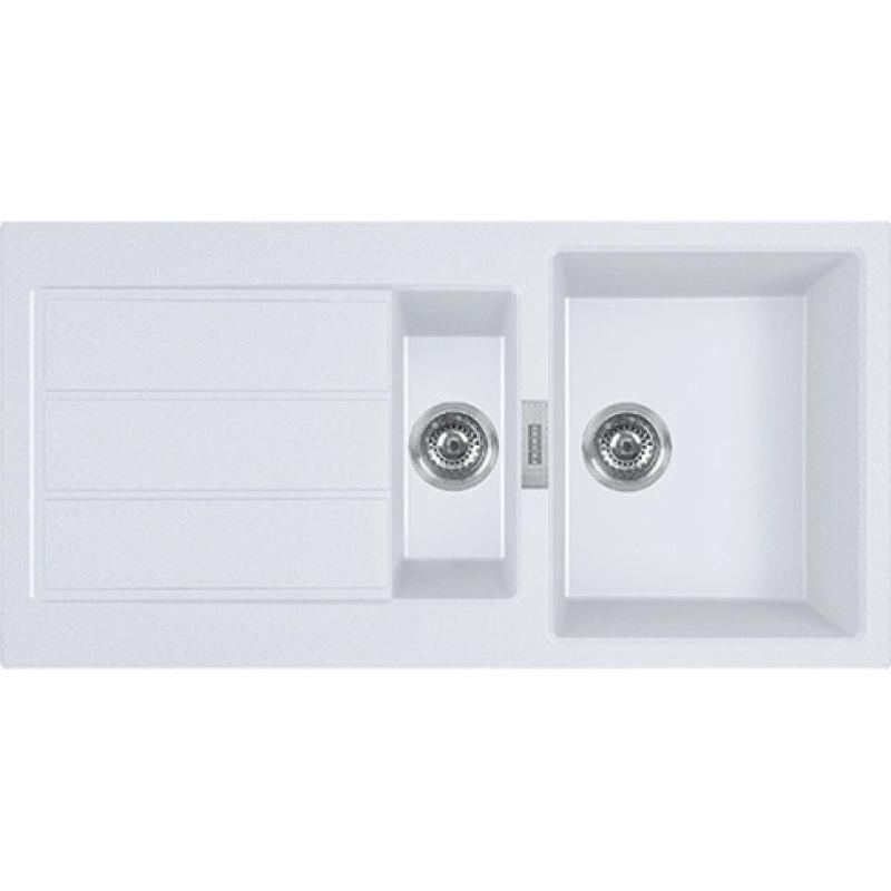 Franke Sirius 2 S2D 651 muovinen 1,5-kertainen tiskiallas valkoisella valutustasolla päälle asennettava 100x50 143.0634.555
