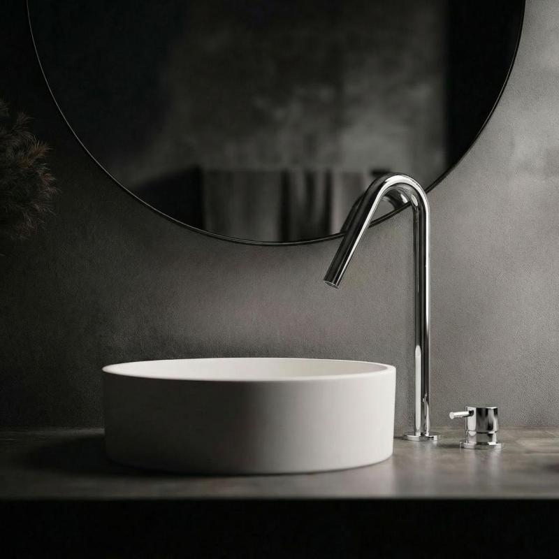 Waterrevolution Flow 2-reikäinen pesuallashana kromi korkealla V 120 mm:n juoksuputkella T1122V01