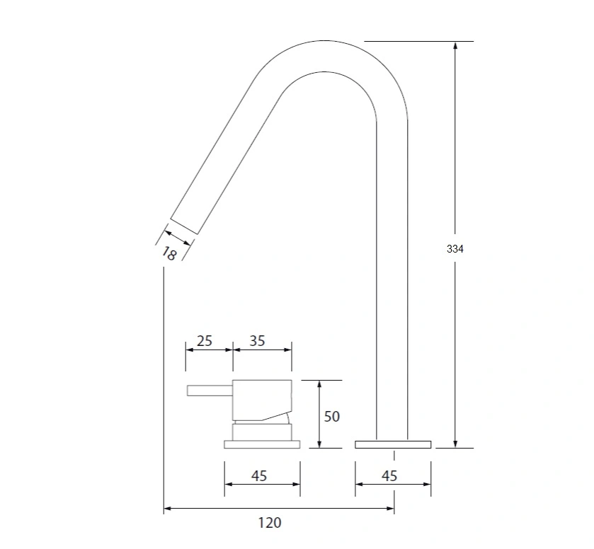 Waterevolution Flow 2-reikäinen pesuallashana RST korkealla 120 mm juoksuputkella T1122VIE