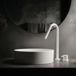 Waterevolution Flow 2-reikäinen valkoinen pesuallashana, korkea V 120mm ulosvedettävä T1122VBR