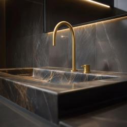 Waterevolution Flow 2-reikäinen pesuallashana harjattua messinkiä T1121ULE