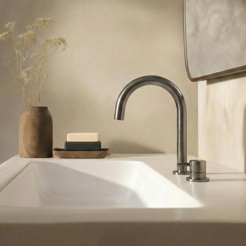 Waterevolution Flow 2-reikäinen pesuallashana PVD Gun Metal T1121UGME