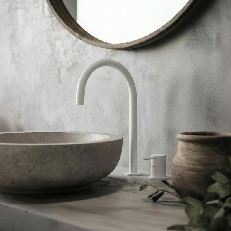 Waterevolution Flow 2-reikäinen pesuallashana, valkoinen, korkea U 200 mm ulostulo T1122UBR