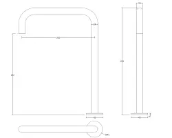 Waterevolution Flow 2-reikäinen pesuallashana korkea juoksuputki 222 PVD Gun Metal T122HGME