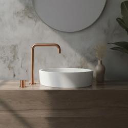 Waterevolution Flow 2-reikäinen pesuallashana, korkea juoksuputki 222 PVD Harjattu Kupari T122HCPE