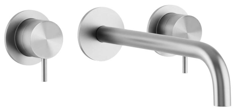 Waterevolution Flow 3-hole Built-in Washbasin Faucet Fully Stainless Steel with 15 cm Spout T1163FIE-15