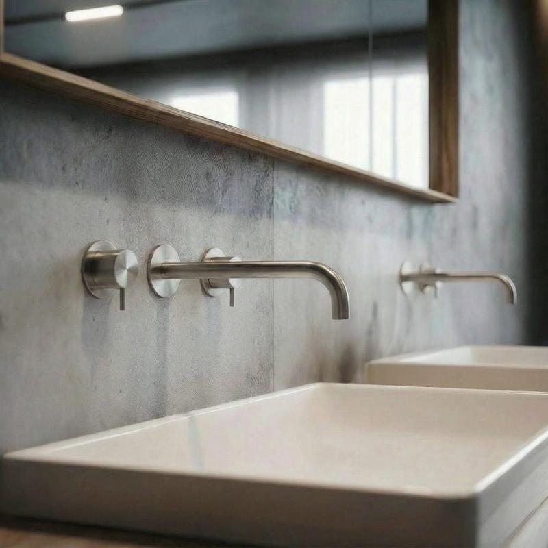 Waterevolution Flow 3-reikäinen upotettava pesuallashana, kokonaan ruostumatonta terästä, ulostulo 21 cm T1163FIE-21