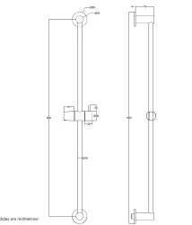 Waterevolution Flow schuifstang 800mm PVD Gun Metal T1660GME