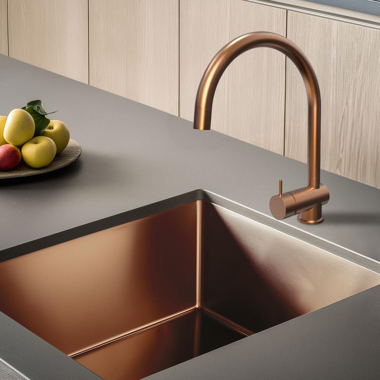 Waterevolution Flow keittiöhana PVD harjattu kupari, ulosvedettävä juoksuputki T155CPE - Productafbeelding 2