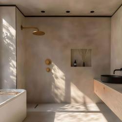 Waterevolution Flow -upotettava suihkutermostatti, 1 sulkuhana, harjattu messinki