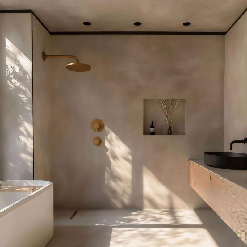 Waterevolution Flow -upotettava suihkutermostatti, 1 sulkuhana, harjattu messinki