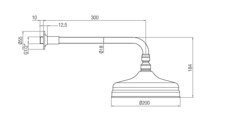 PB nostalginen sadesuihku 20cm kalkinestolla ja suihkuvarrella Pronssi