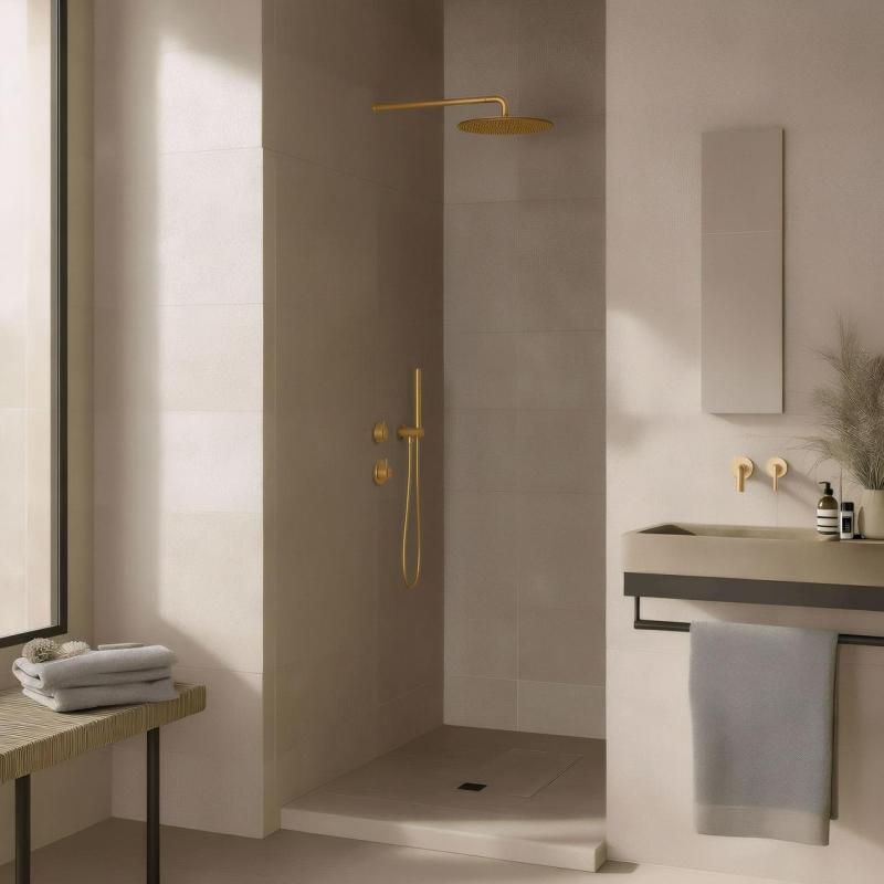 Waterevolution Flow upotettava suihkutermostatti, 1 vaihtoventtiili, vaalean kultainen 1208954644