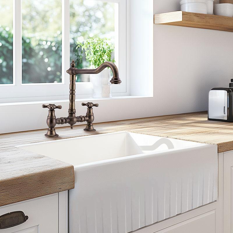 PB Nostalginen keittiöhana tummanpronssi kulmikas juoksuputki tähtivivulla 1208954667