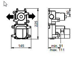 SB 316 AESTHETICS Round Upotettu termostaattihana, jossa on 2 ulostuloa / sulkuvaihtoventtiili PVD harjattu gun metal 1208954918