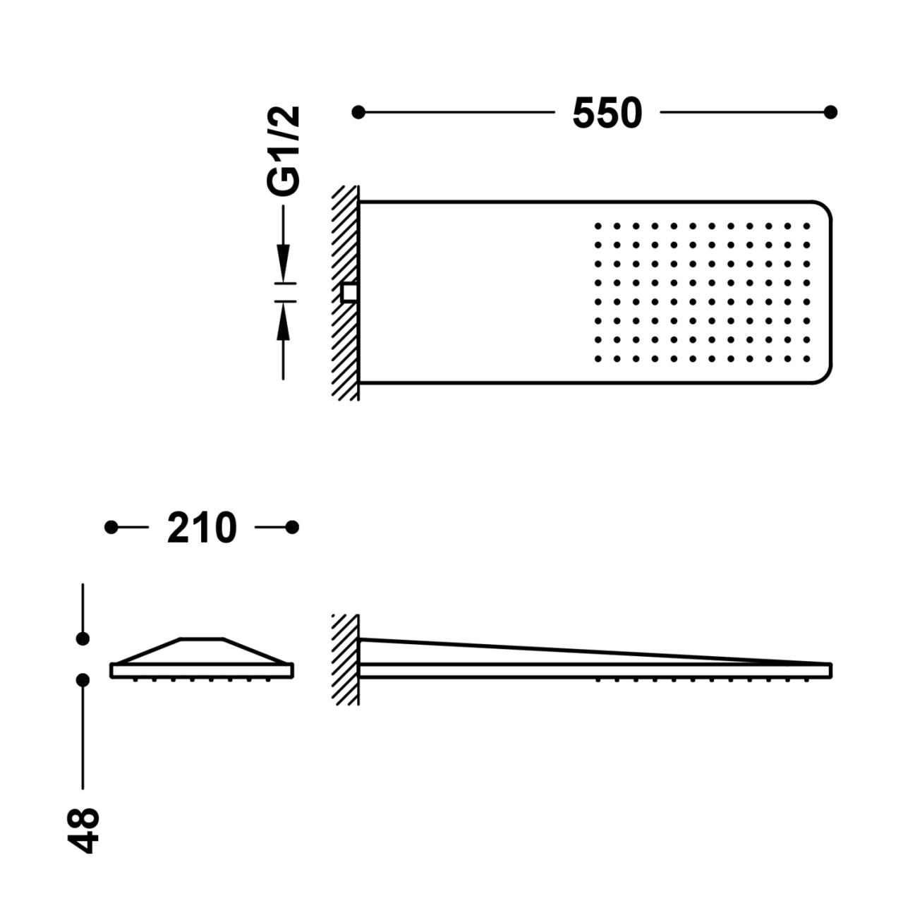 Pääsuihku Tres Seinä 21x55 cm Pyöristetyt Kulmat Matta Valkoinen 29990307BM - Productafbeelding 4