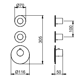 SB 316 AESTHETICS Inbouwthermostaatkraan met 4 uitgangen/ 2x stop-omstelkraan PVD gun metal geborsteld 1208954959