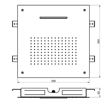 SB Square 316 Sadesuihku upotettu vesiputouksella 50x50cm kattosuihkupää PVD kulta 1208955319