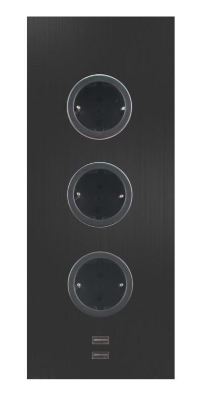 Indux Energiasäiliö, 3 pistorasiaa, maadoitettu ja kaksois-USB-A&C-laturi, musta 1208955899