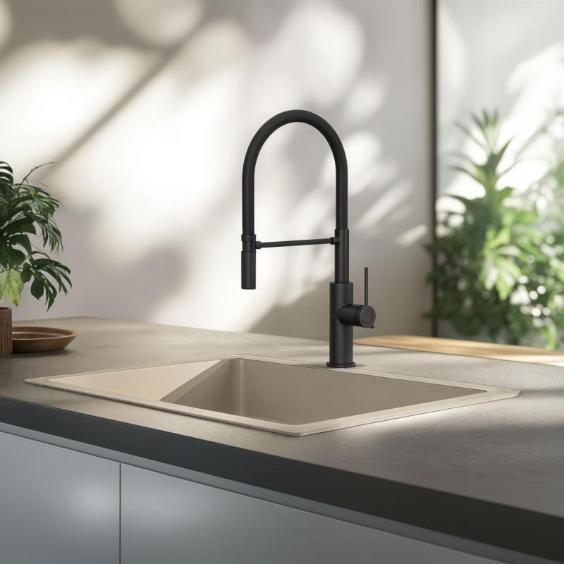 Quadri Retford keittiöhana matta musta joustavalla juoksuputkella musta 1208956090