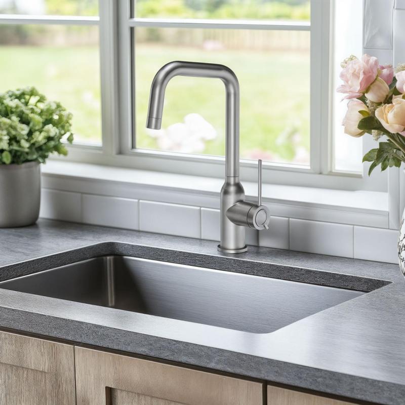 Quadri Stamford keittiöhana ruostumatonta terästä, kääntyvä kulmaulostulo 1208956097