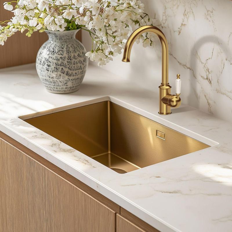 Quadri Workshop Klassinen Nostalginen Kultainen PVD Keittiöhana Keraamisella Kahvalla 1208956102