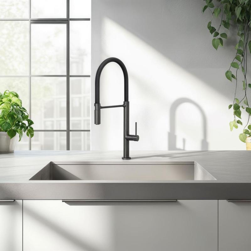 Quadri Brighton keittiöhana gun metal joustava ulosvedettävä juoksuputki musta 1208956104