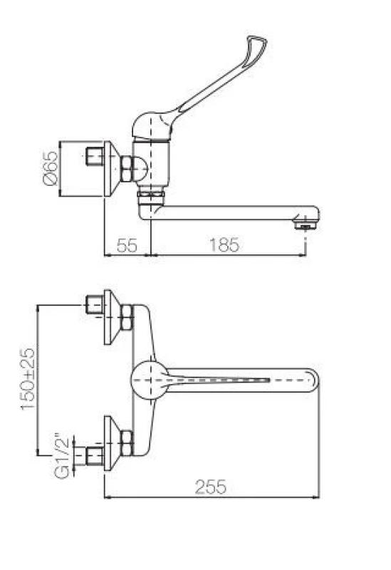 PB Clinic vammaisille seinään asennettava keittiöhana pitkällä kahvalla kromi 1208956271