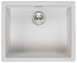 Witte spoelbak 50x40cm onderbouw, opbouw en vlakbouw met roestvrijstalen plug 1208956397