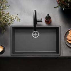 Musta iso pesuallas 70x40 cm, joka voidaan asentaa alapuolelle, päälle tai tasoon, sisältäen ruostumattomasta teräksestä valmistetun tulpan 1208956400.