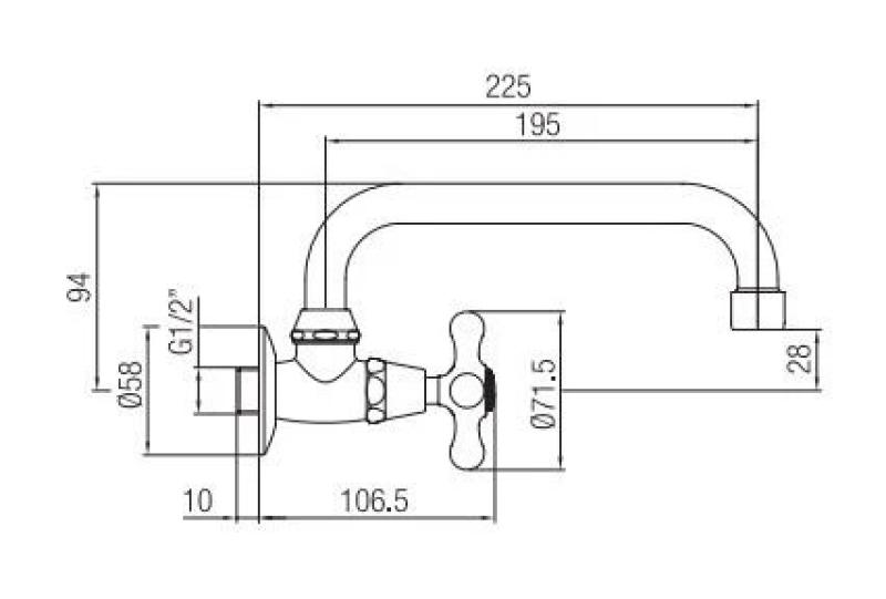 PB klassinen seinäasennettava vesihana tähtinupilla kylmälle vedelle ja kääntyvällä juoksuputkella, pronssi 1208956897
