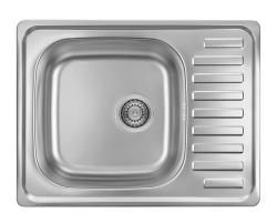 Ausmann Basic roestvrijstalen opbouw spoelbak met afdruip, omkeerbaar, 64x48 cm, inclusief sifon 1208956968