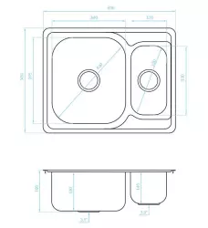 Ausmann Basic ruostumatonta terästä 1,5 päälleasennettava allas käännettävä 63x50 cm sisältäen sifonin 1208956969