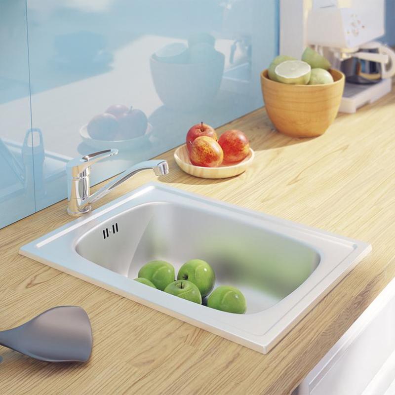 Ausmann Basic kleine roestvrijstalen inbouw spoelbak 35x48 cm inclusief sifon 1208956971