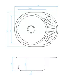 Ausmann Basic roestvrijstalen opbouw gootsteen met afdruiprek, omkeerbaar, 57x45 cm inclusief sifon 1208956973