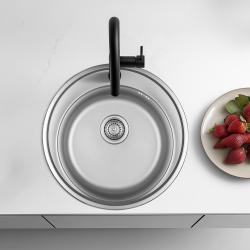Ausmann Basic ruostumatonta terästä pintakiinnitettävä pyöreä pesuallas hana-aukolla 51 cm, sisältää hajulukon 1208956976