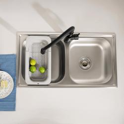 Ausmann Basic kaksinkertainen ruostumattomasta teräksestä valmistettu päälle asennettava pesuallas 78x43 cm, sisältää hajulukon 1208956995