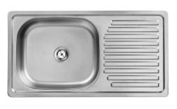 Ausmann Basic roestvrijstalen inbouw spoelbak met afdruiprek, omkeerbaar, 75x40 cm, inclusief sifon 1208956996