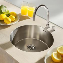 Ausmann Basic ronde roestvrijstalen gootsteen opbouw 43 cm inclusief sifon 1208956999
