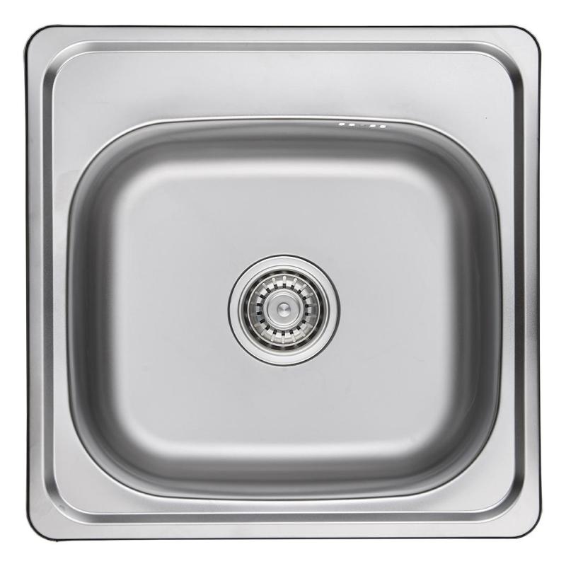 Ausmann Basic ruostumattomasta teräksestä valmistettu pinta-asennettava pesuallas 48x48 cm hanatasolla, sisältää vesilukon 1208957000