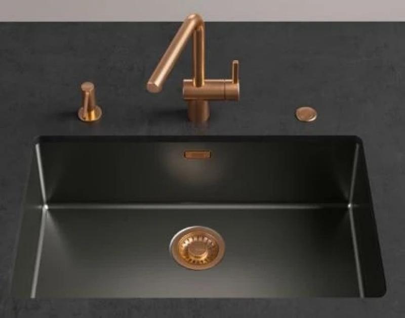 Franke Mythos meesterwerk Korfsifonset goud met drukknop voor automatische lediging 112.0653.036