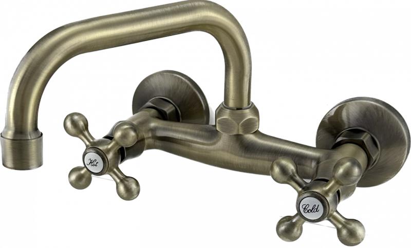 AquaTrimo Vivaldi klassinen pronssinen keittiön seinähana, yläulostulo 21VV7066BN