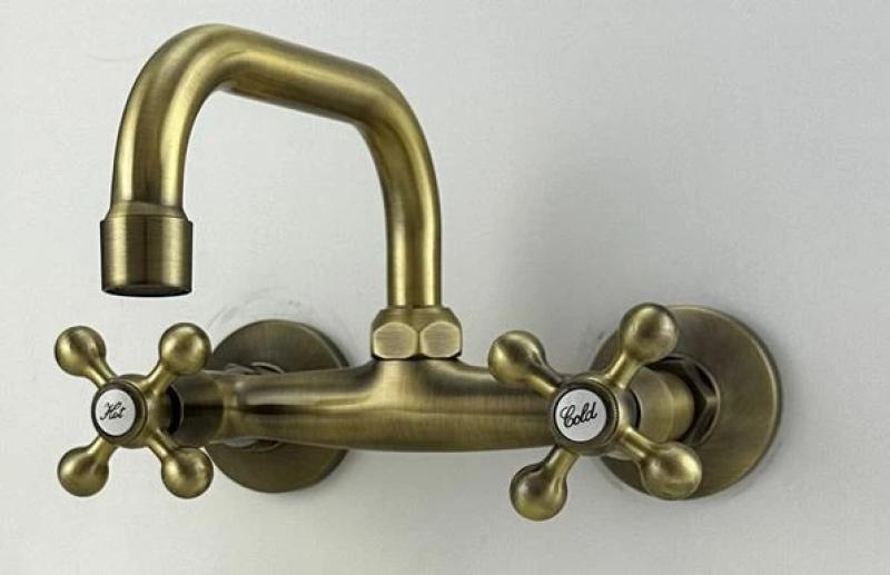AquaTrimo Vivaldi klassinen pronssinen keittiön seinähana, yläulostulo 21VV7066BN