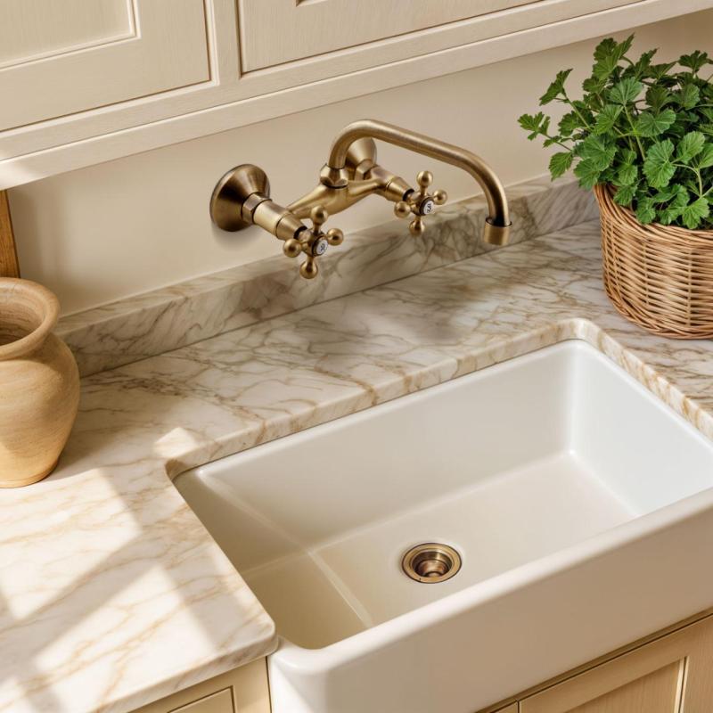 AquaTrimo Vivaldi klassinen pronssinen keittiön seinähana, yläulostulo 21VV7066BN