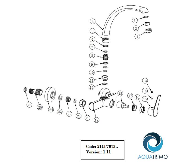 AquaTrimo Chopin keittiön seinäsekoitin ylävirtaamalla kromi 21CP7073CM