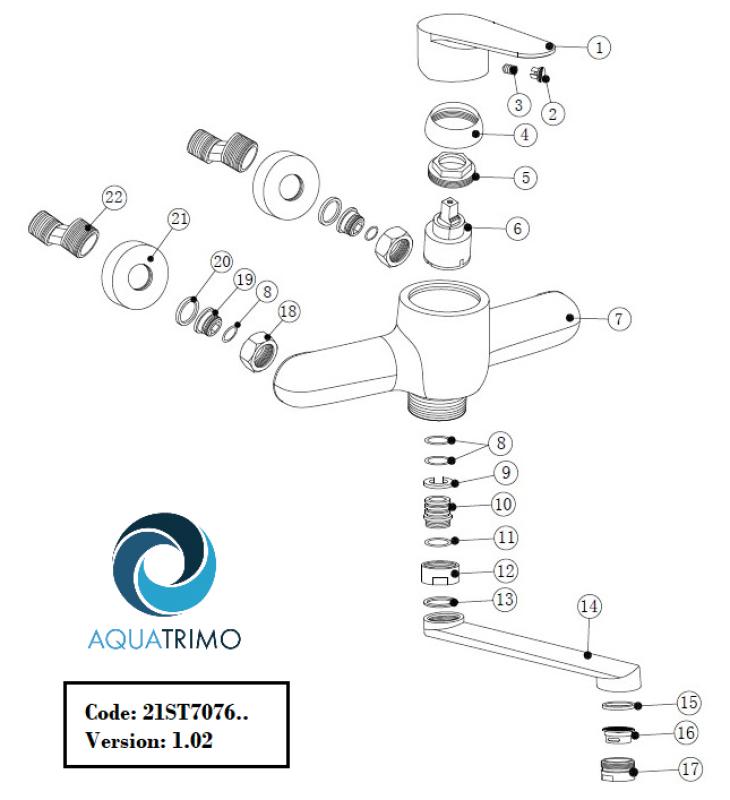 AquaTrimo Schubert yksikahvainen keittiön seinähana kromi 21ST7076CM